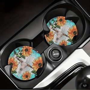 Floral Car Coasters with Sunflower Design